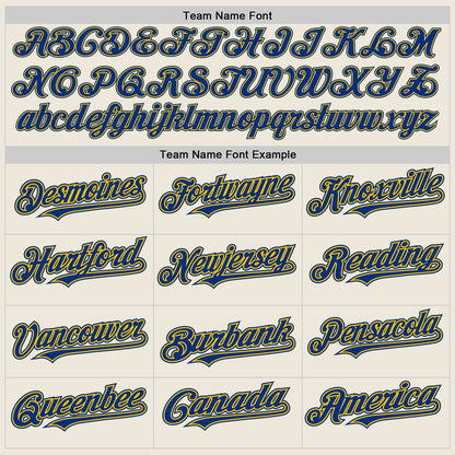 Custom Cream (Royal Yellow Pinstripe) Royal-Yellow Authentic Baseball Jersey - Sky-Custom