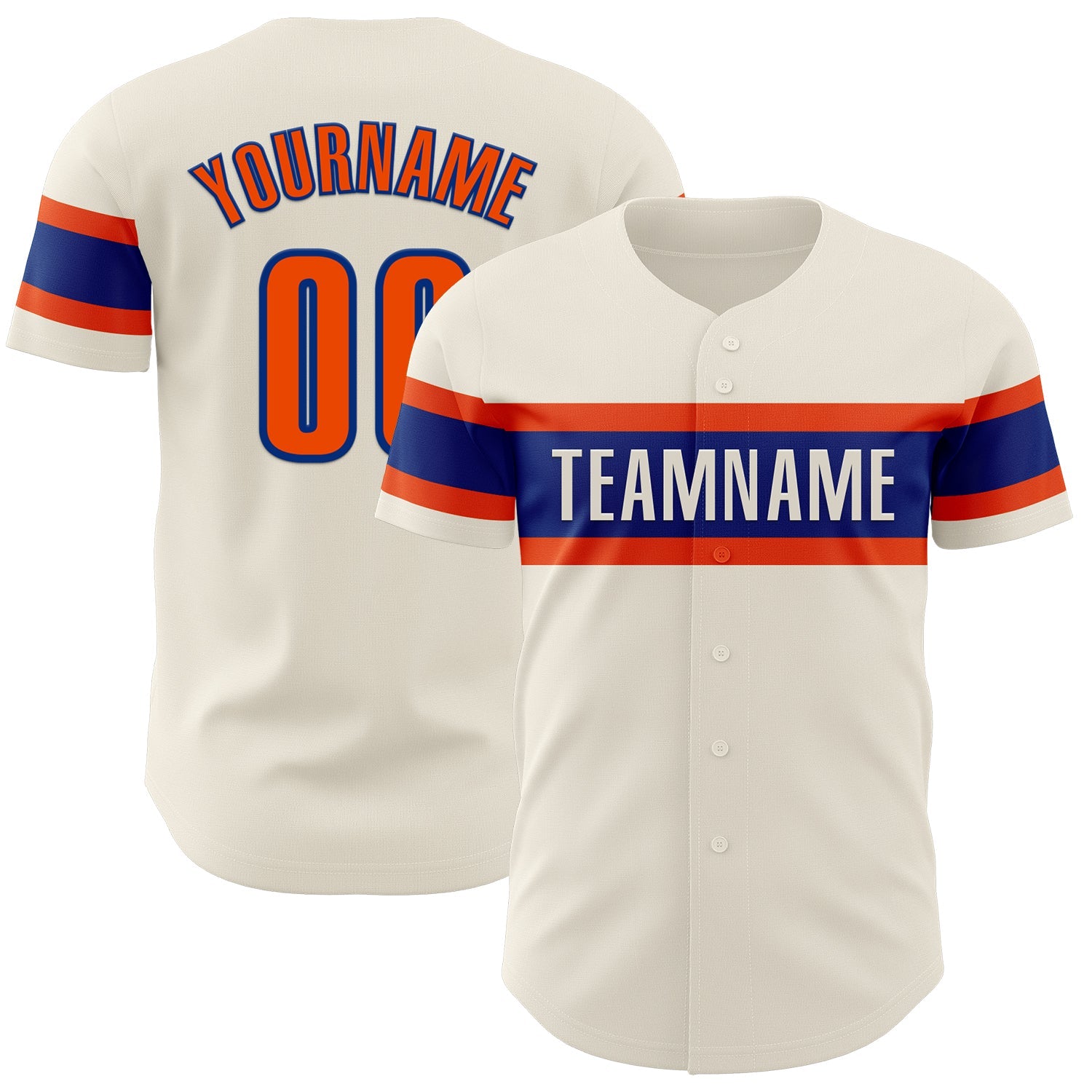 Custom Cream Orange-Royal Authentic Baseball Jersey - Sky-Custom