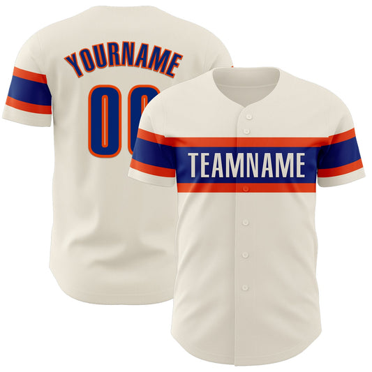 Custom Cream Royal-Orange Authentic Baseball Jersey - Sky-Custom