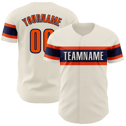 Custom Cream Orange-Navy Authentic Baseball Jersey - Sky-Custom