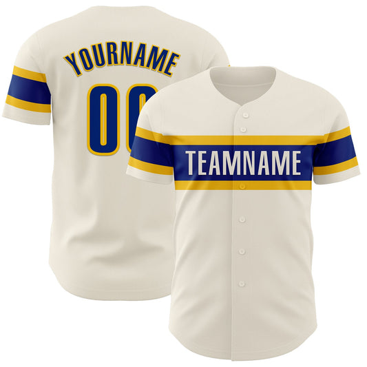 Custom Cream Royal-Yellow Authentic Baseball Jersey - Sky-Custom