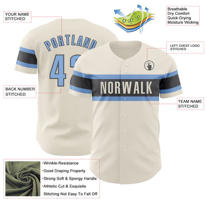 Custom Cream Light Blue-Steel Gray Authentic Baseball Jersey - Sky-Custom