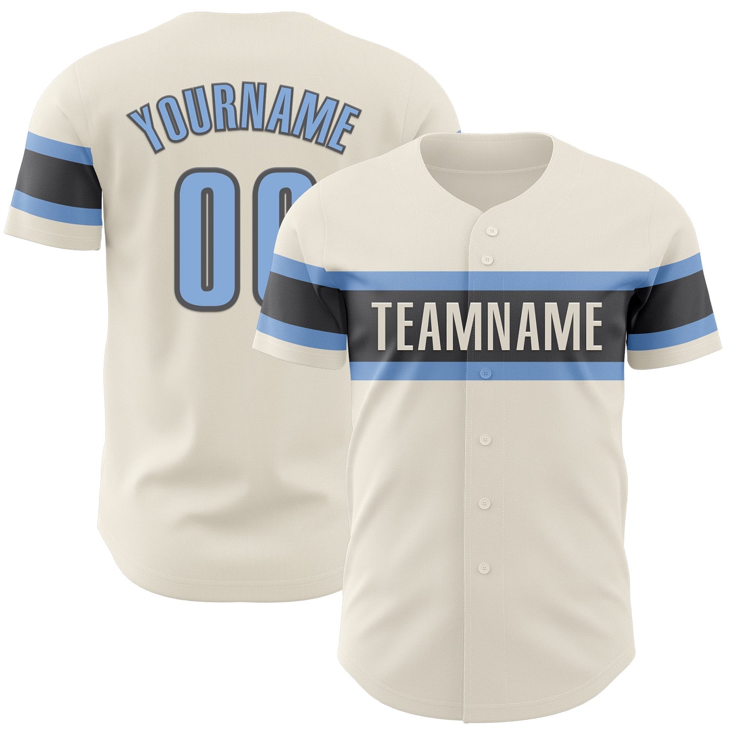 Custom Cream Light Blue-Steel Gray Authentic Baseball Jersey - Sky-Custom