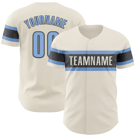 Custom Cream Light Blue-Steel Gray Authentic Baseball Jersey - Sky-Custom