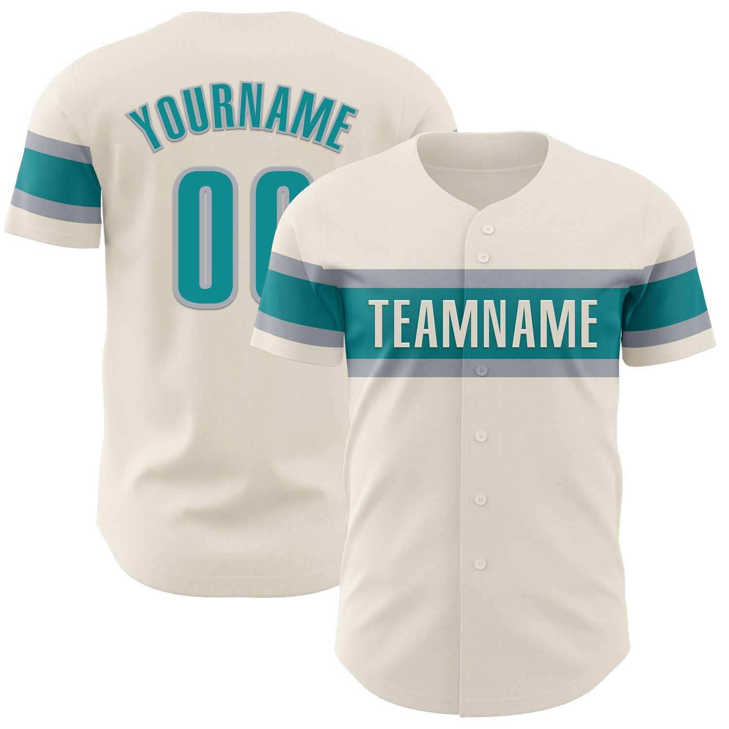 Custom Cream Teal-Gray Authentic Baseball Jersey - Sky-Custom