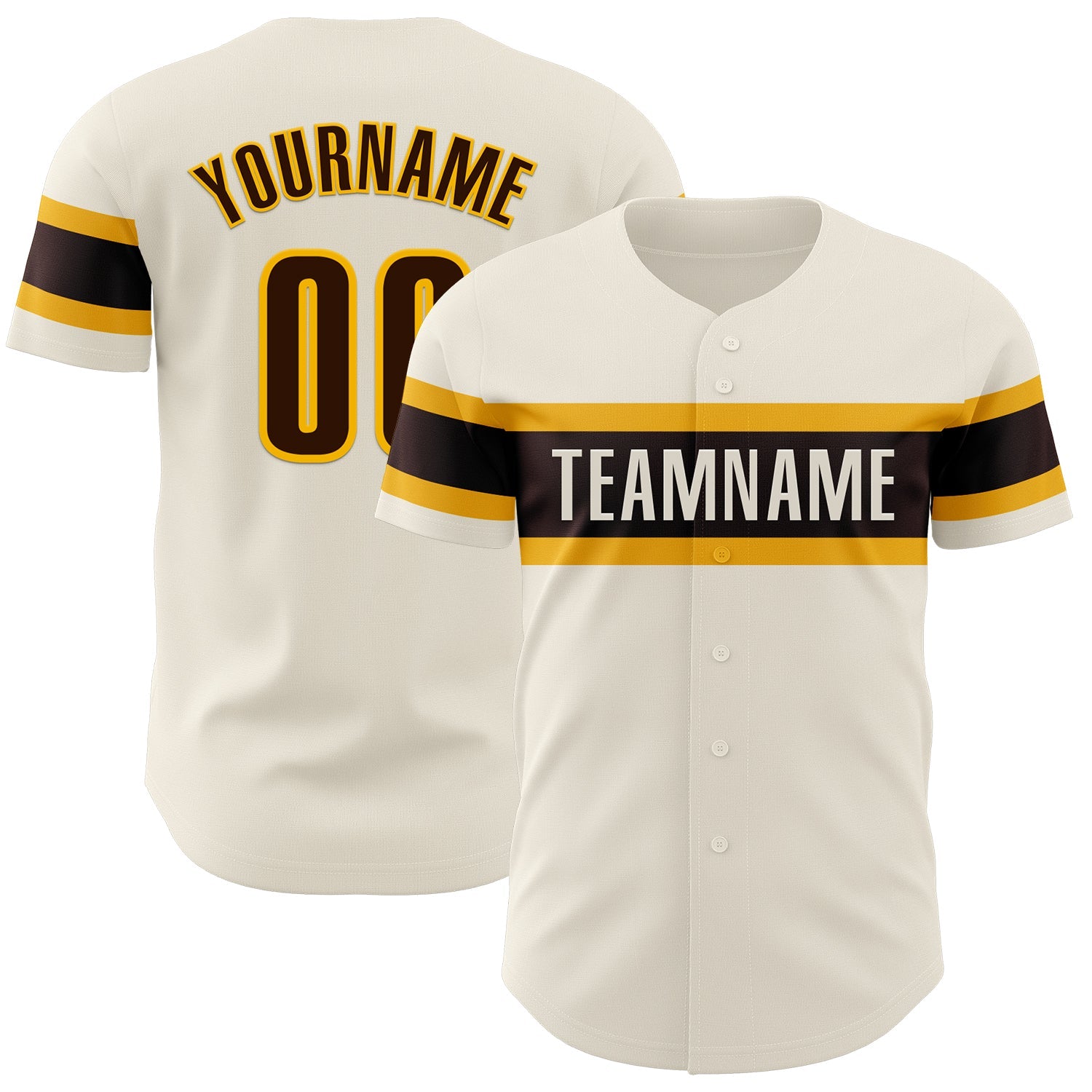 Custom Cream Brown-Gold Authentic Baseball Jersey - Sky-Custom
