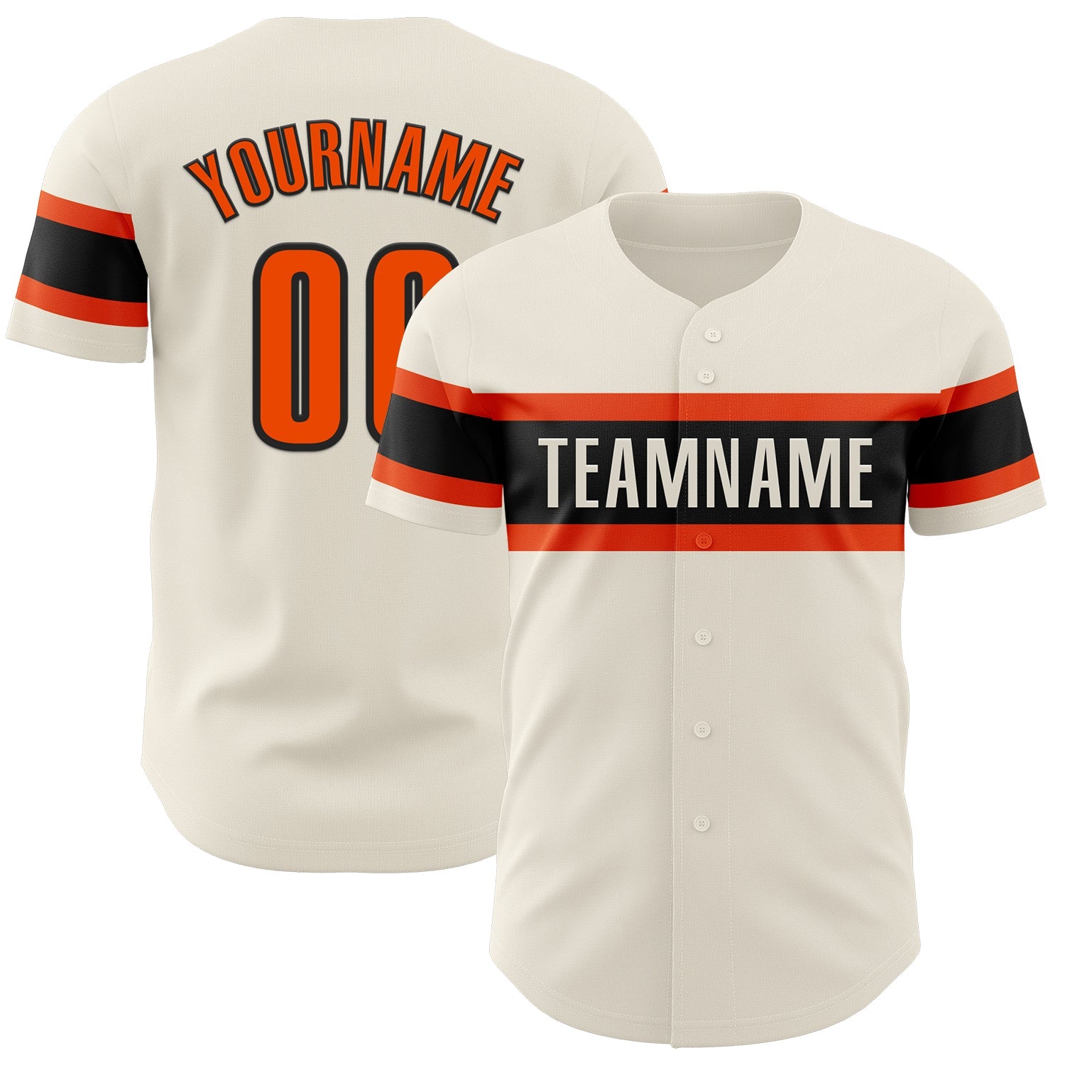 Custom Cream Orange-Black Authentic Baseball Jersey - Sky-Custom