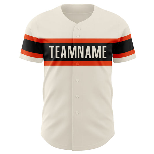 Custom Cream Black-Orange Authentic Baseball Jersey - Sky-Custom