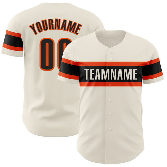 Custom Cream Black-Orange Authentic Baseball Jersey - Sky-Custom