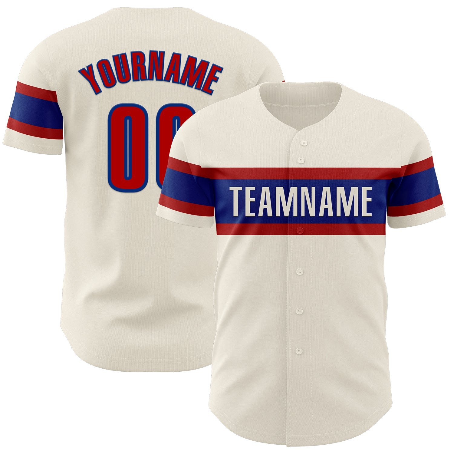 Custom Cream Red-Royal Authentic Baseball Jersey - Sky-Custom