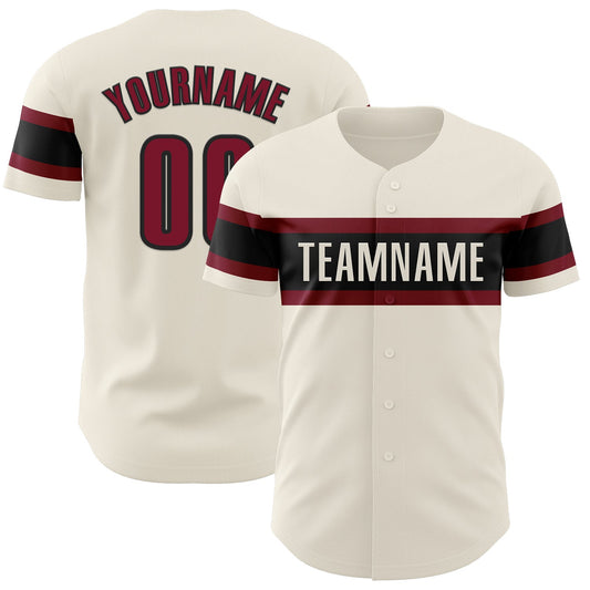 Custom Cream Crimson-Black Authentic Baseball Jersey - Sky-Custom