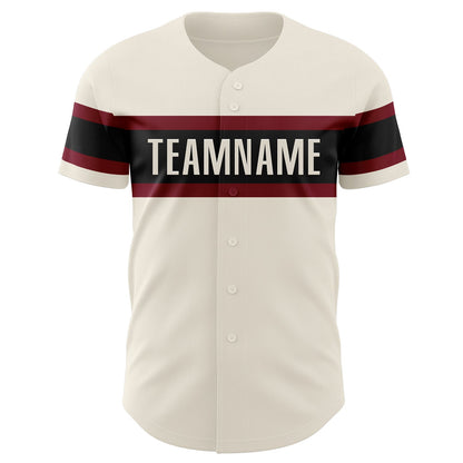 Custom Cream Crimson-Black Authentic Baseball Jersey - Sky-Custom
