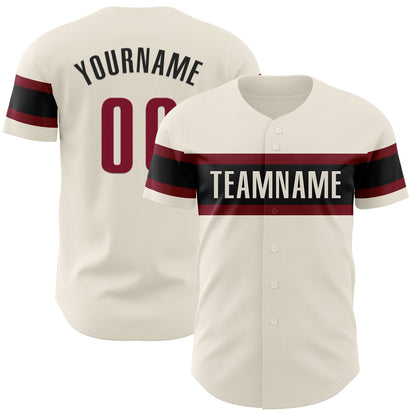 Custom Cream Crimson-Black Authentic Baseball Jersey - Sky-Custom