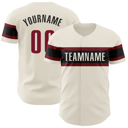 Custom Cream Crimson-Black Authentic Baseball Jersey - Sky-Custom