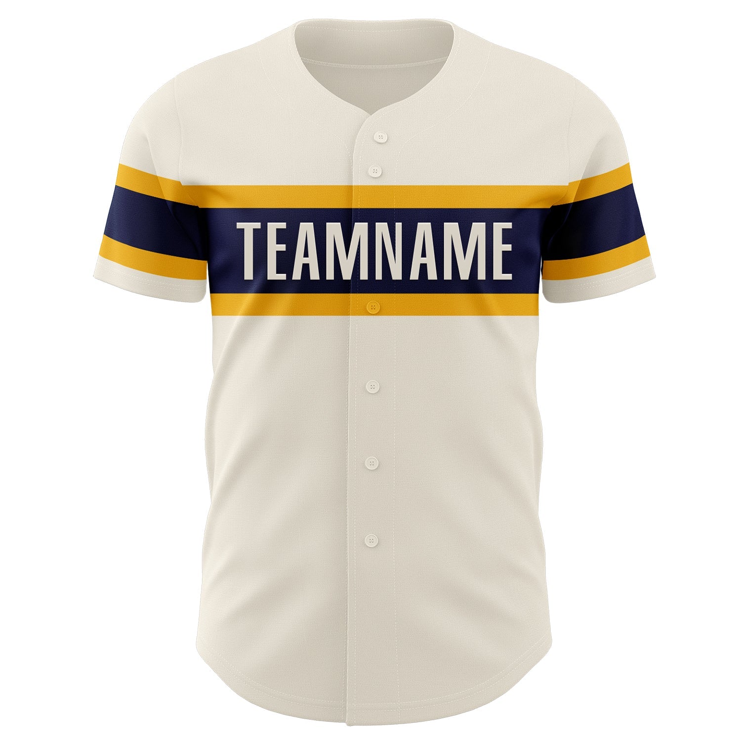Custom Cream Navy-Gold Authentic Baseball Jersey - Sky-Custom