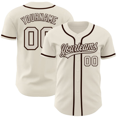 Custom Cream Brown Authentic Baseball Jersey - Sky-Custom