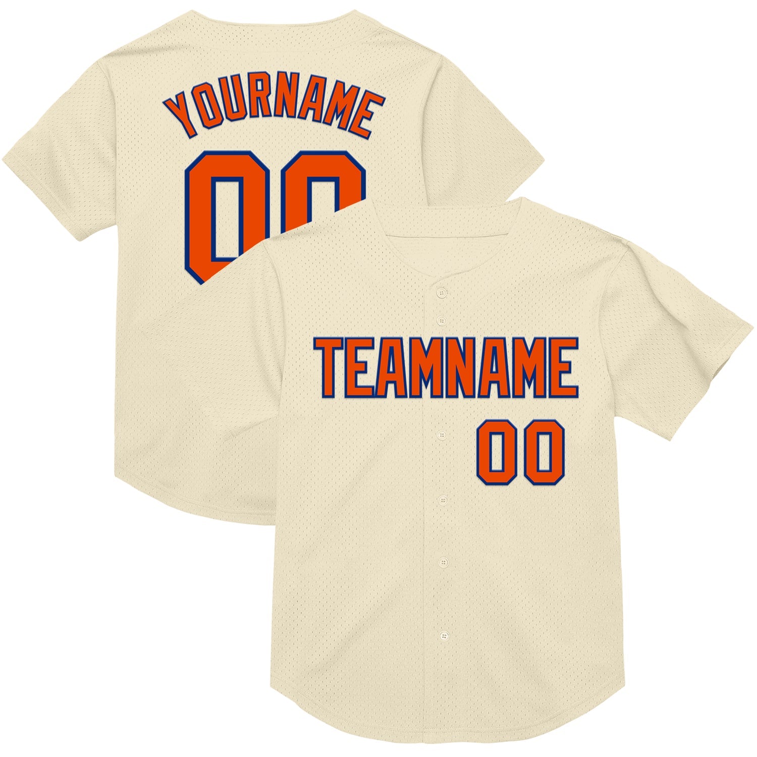 Custom Cream Orange-Royal Mesh Authentic Throwback Baseball Jersey - Sky-Custom