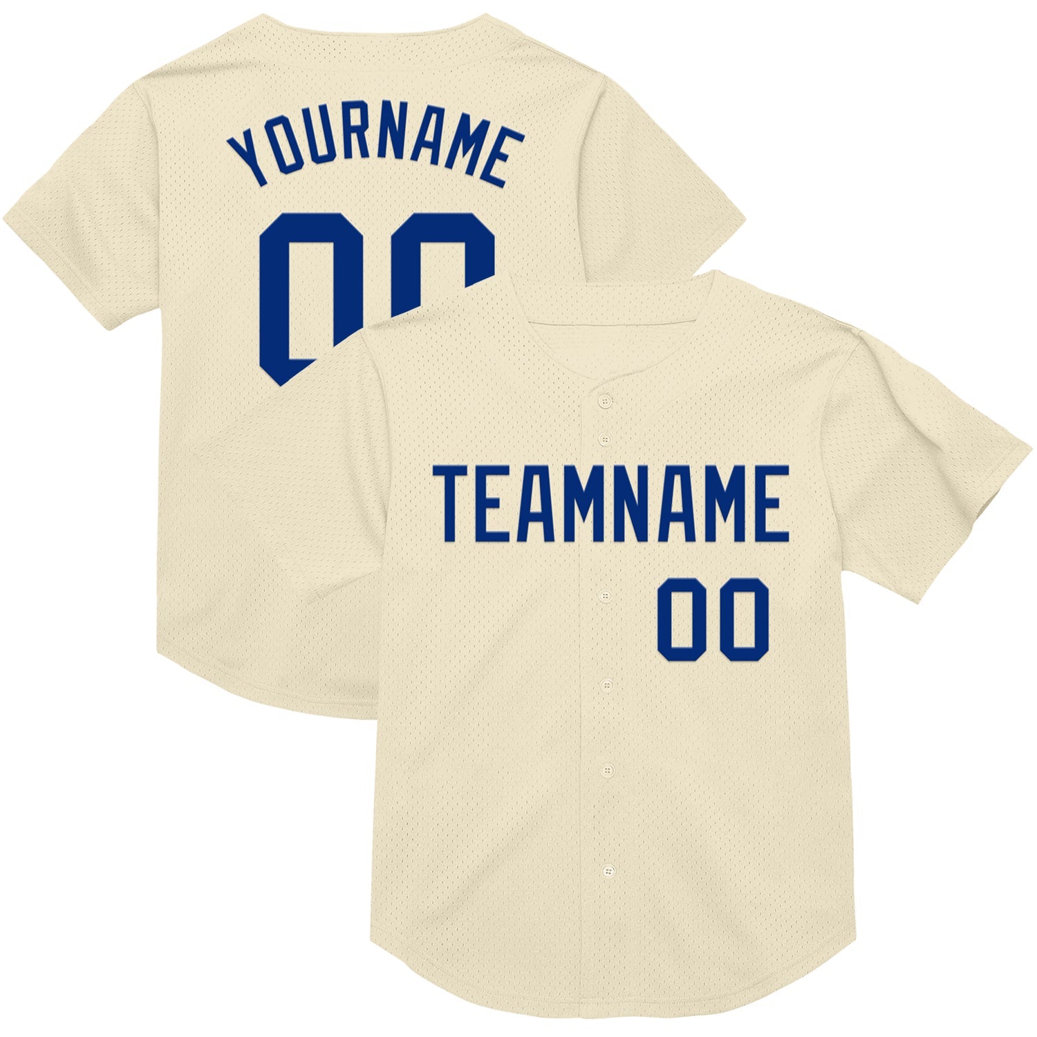 Custom Cream Royal Mesh Authentic Throwback Baseball Jersey - Sky-Custom