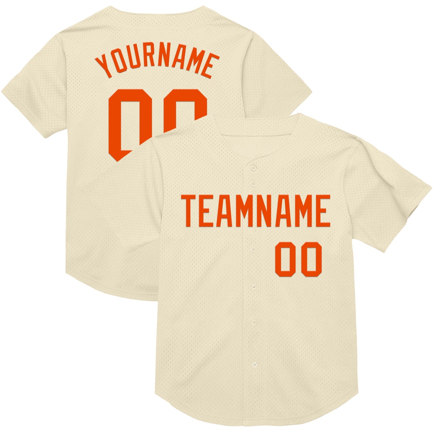 Custom Cream Orange Mesh Authentic Throwback Baseball Jersey - Sky-Custom