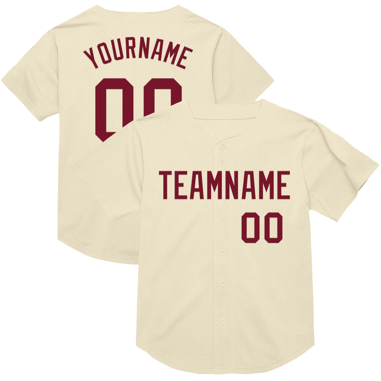 Custom Cream Crimson Mesh Authentic Throwback Baseball Jersey - Sky-Custom