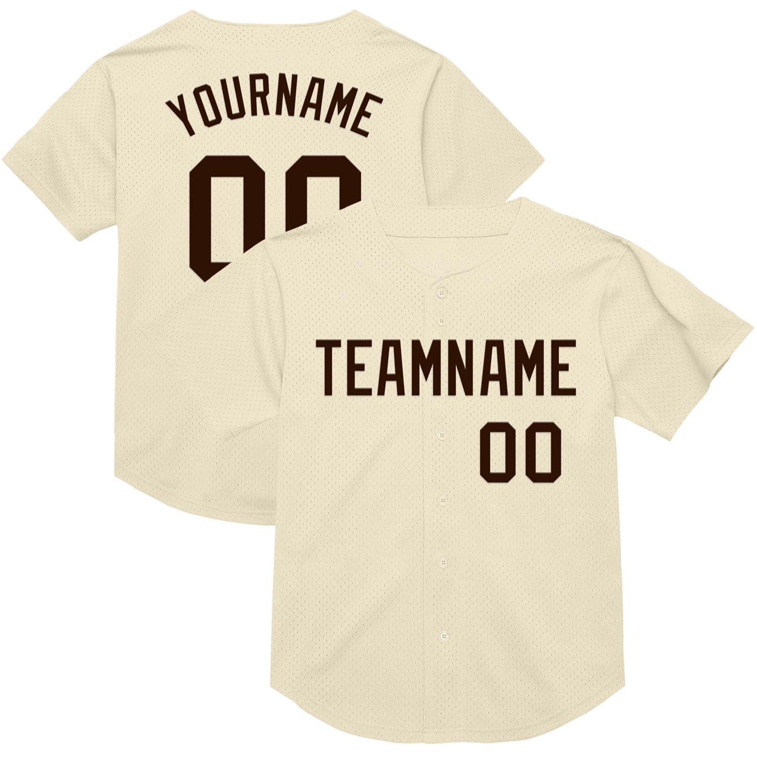 Custom Cream Brown Mesh Authentic Throwback Baseball Jersey - Sky-Custom