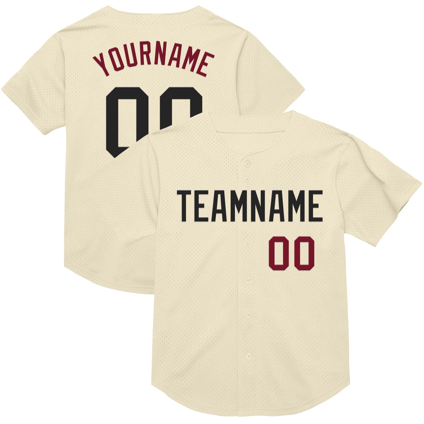Custom Cream Black-Crimson Mesh Authentic Throwback Baseball Jersey - Sky-Custom