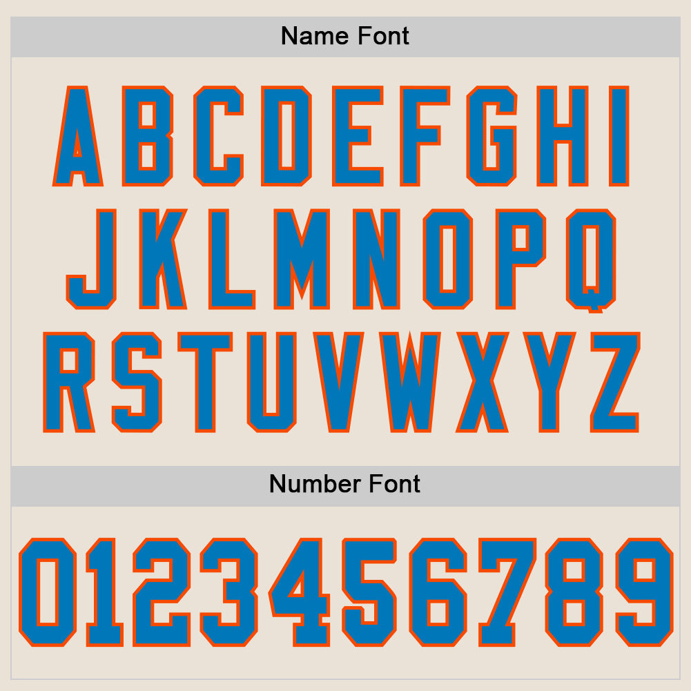 Custom Cream Blue-Orange Mesh Authentic Throwback Football Jersey - Sky-Custom