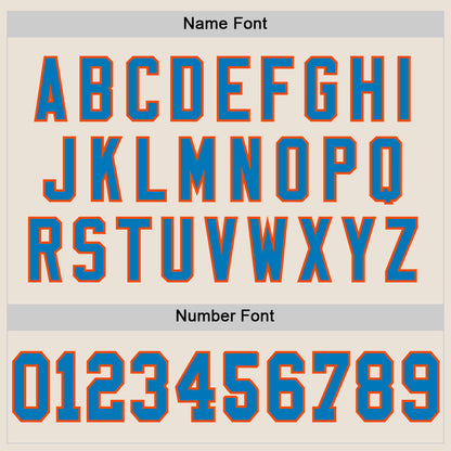 Custom Cream Blue-Orange Mesh Authentic Throwback Football Jersey - Sky-Custom