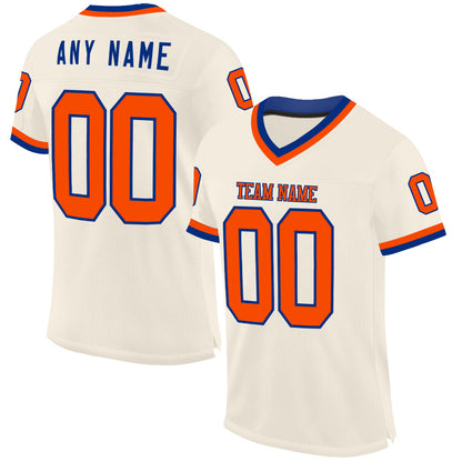 Custom Cream Orange-Royal Mesh Authentic Throwback Football Jersey - Sky-Custom