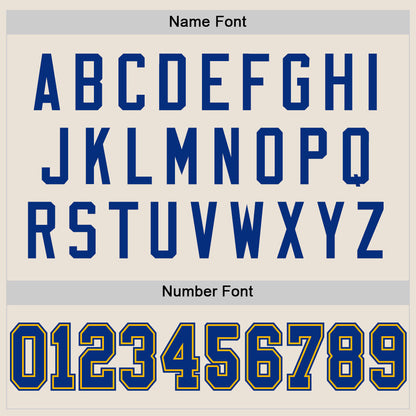 Custom Cream Royal-Gold Mesh Authentic Throwback Football Jersey - Sky-Custom