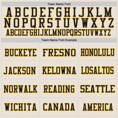 Custom Cream Navy-Gold Mesh Authentic Throwback Football Jersey - Sky-Custom