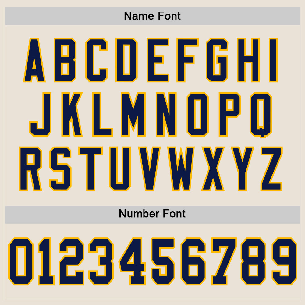 Custom Cream Navy-Gold Mesh Authentic Throwback Football Jersey - Sky-Custom