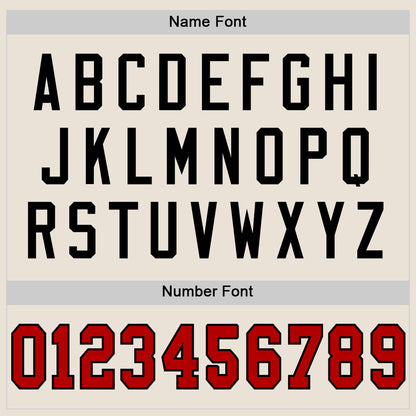 Custom Cream Red-Black Mesh Authentic Throwback Football Jersey - Sky-Custom