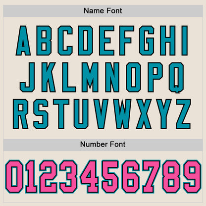 Custom Cream Pink Black-Teal Mesh Authentic Throwback Football Jersey - Sky-Custom