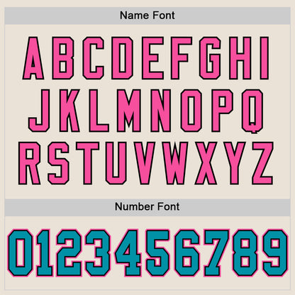 Custom Cream Teal Black-Pink Mesh Authentic Throwback Football Jersey - Sky-Custom