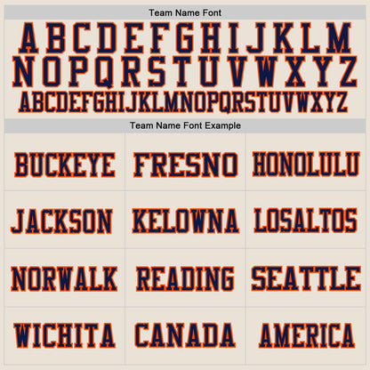 Custom Cream Navy-Orange Mesh Authentic Throwback Football Jersey - Sky-Custom