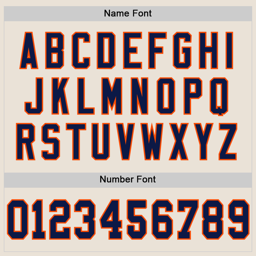 Custom Cream Navy-Orange Mesh Authentic Throwback Football Jersey - Sky-Custom