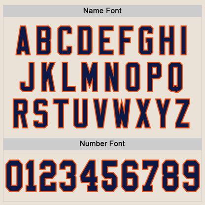 Custom Cream Navy-Orange Mesh Authentic Throwback Football Jersey - Sky-Custom