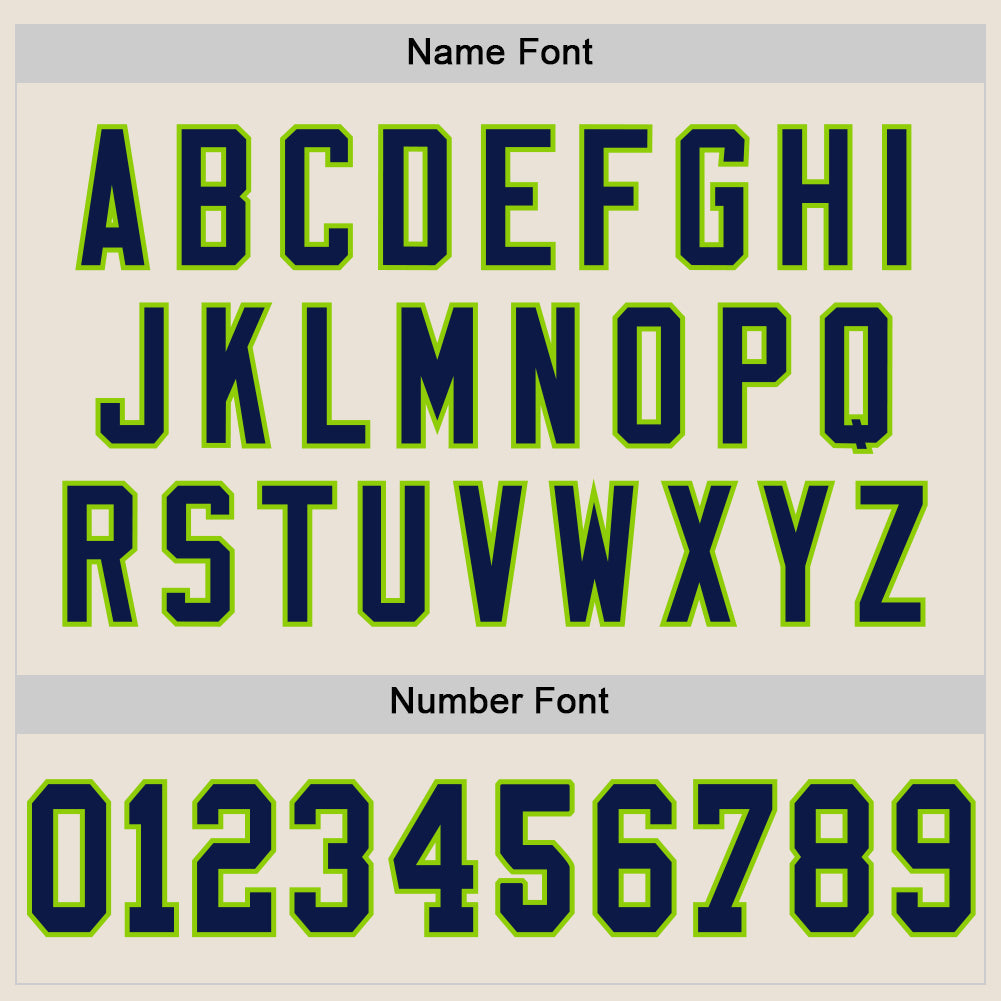 Custom Cream Navy-Neon Green Mesh Authentic Throwback Football Jersey - Sky-Custom