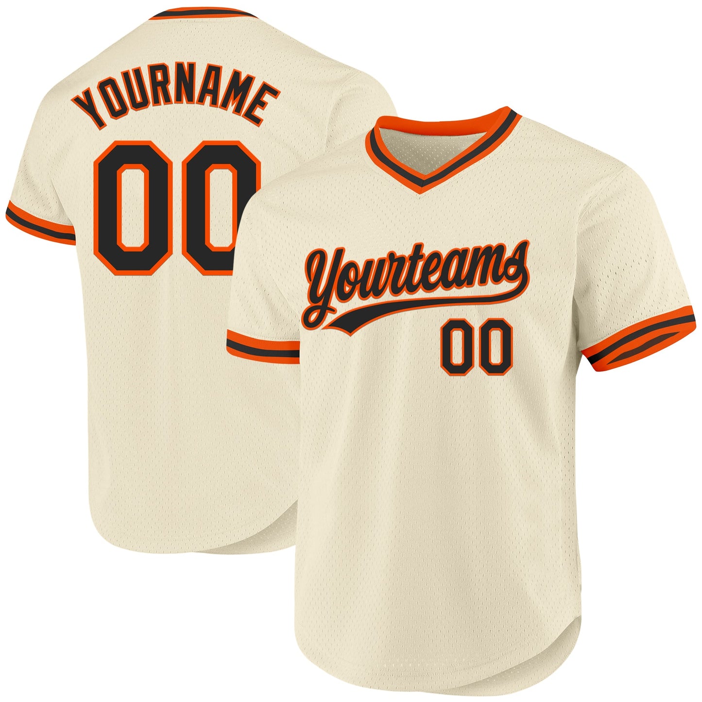 Custom Cream Black-Orange Authentic Throwback Baseball Jersey - Sky-Custom