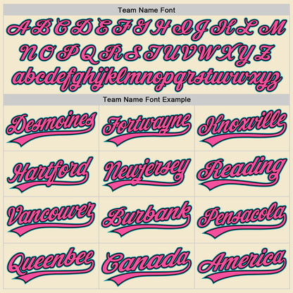 Custom Cream Teal Black-Pink Authentic Throwback Baseball Jersey - Sky-Custom