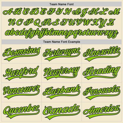 Custom Cream Neon Green-Black Authentic Throwback Baseball Jersey - Sky-Custom