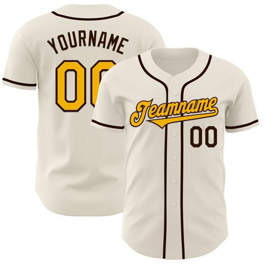 Custom Cream Gold-Brown Authentic Baseball Jersey - Sky-Custom