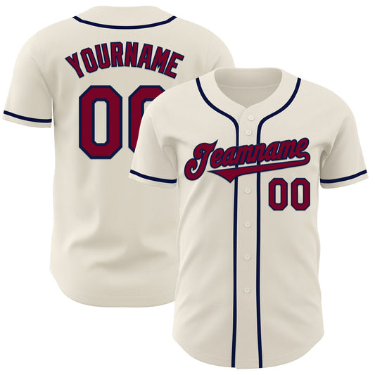 Custom Cream Maroon-Navy Authentic Baseball Jersey - Sky-Custom