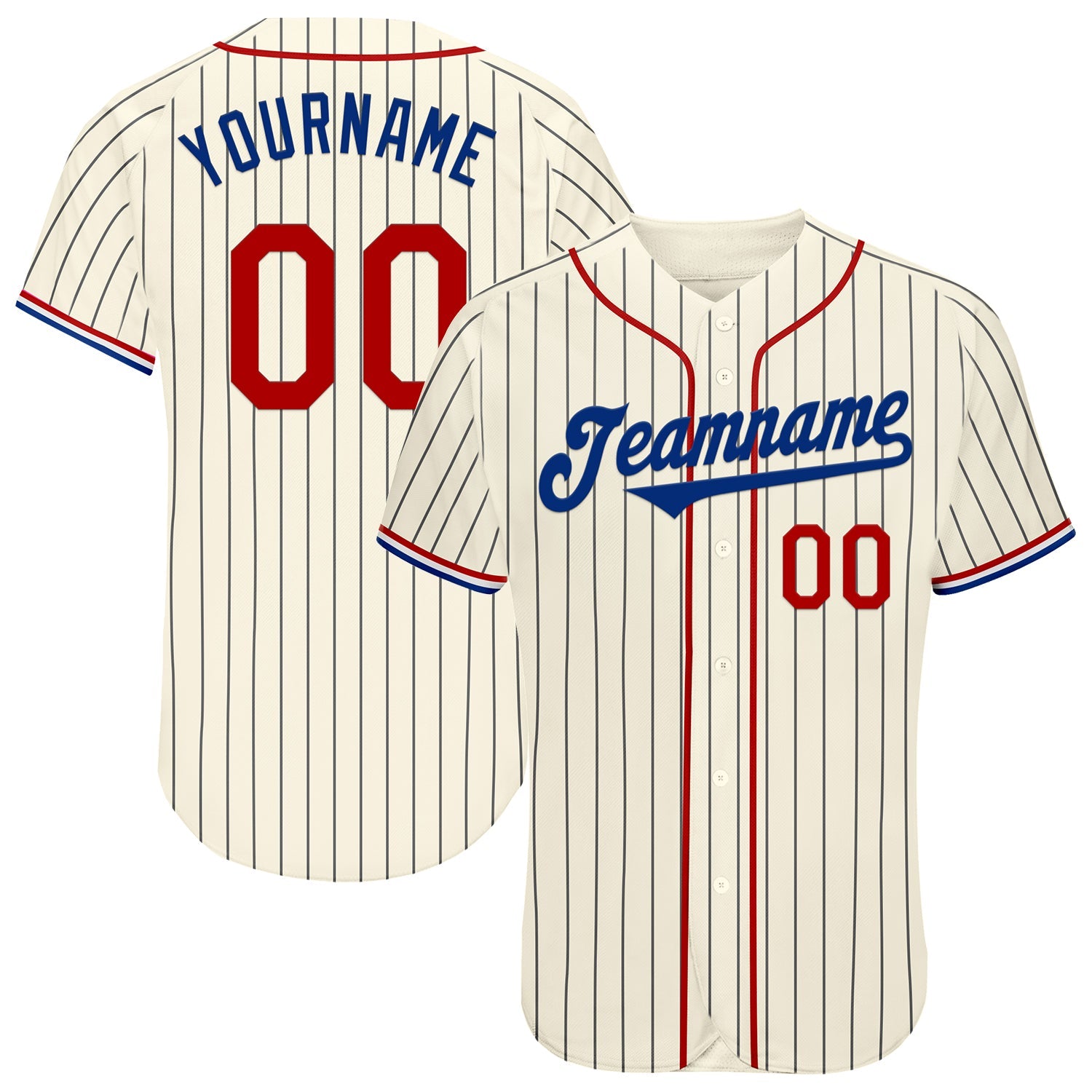 Custom Cream Black Pinstripe Red Royal-White Authentic Baseball Jersey - Sky-Custom