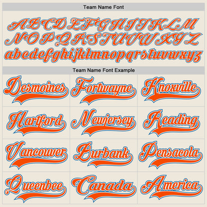Custom Cream Orange White-Blue Hockey Jersey - Sky-Custom