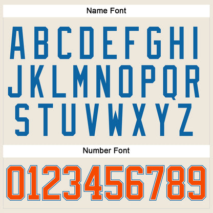 Custom Cream Orange White-Blue Hockey Jersey - Sky-Custom