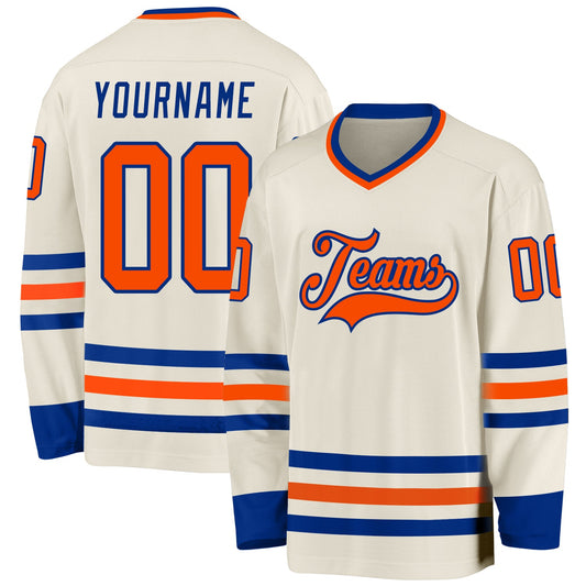 Custom Cream Orange-Royal Hockey Jersey - Sky-Custom