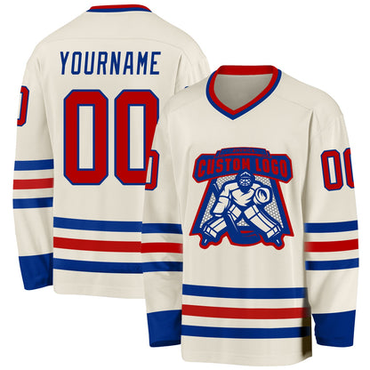 Custom Cream Red-Royal Hockey Jersey - Sky-Custom