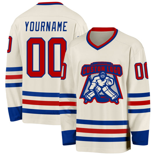 Custom Cream Red-Royal Hockey Jersey - Sky-Custom